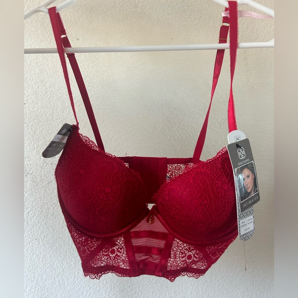 Red lace bra